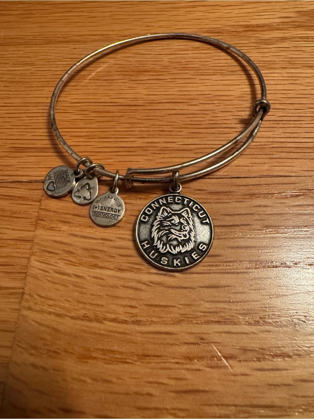 Alex and Ani Silver Connecticut Huskies Charm Bangle Bracelet